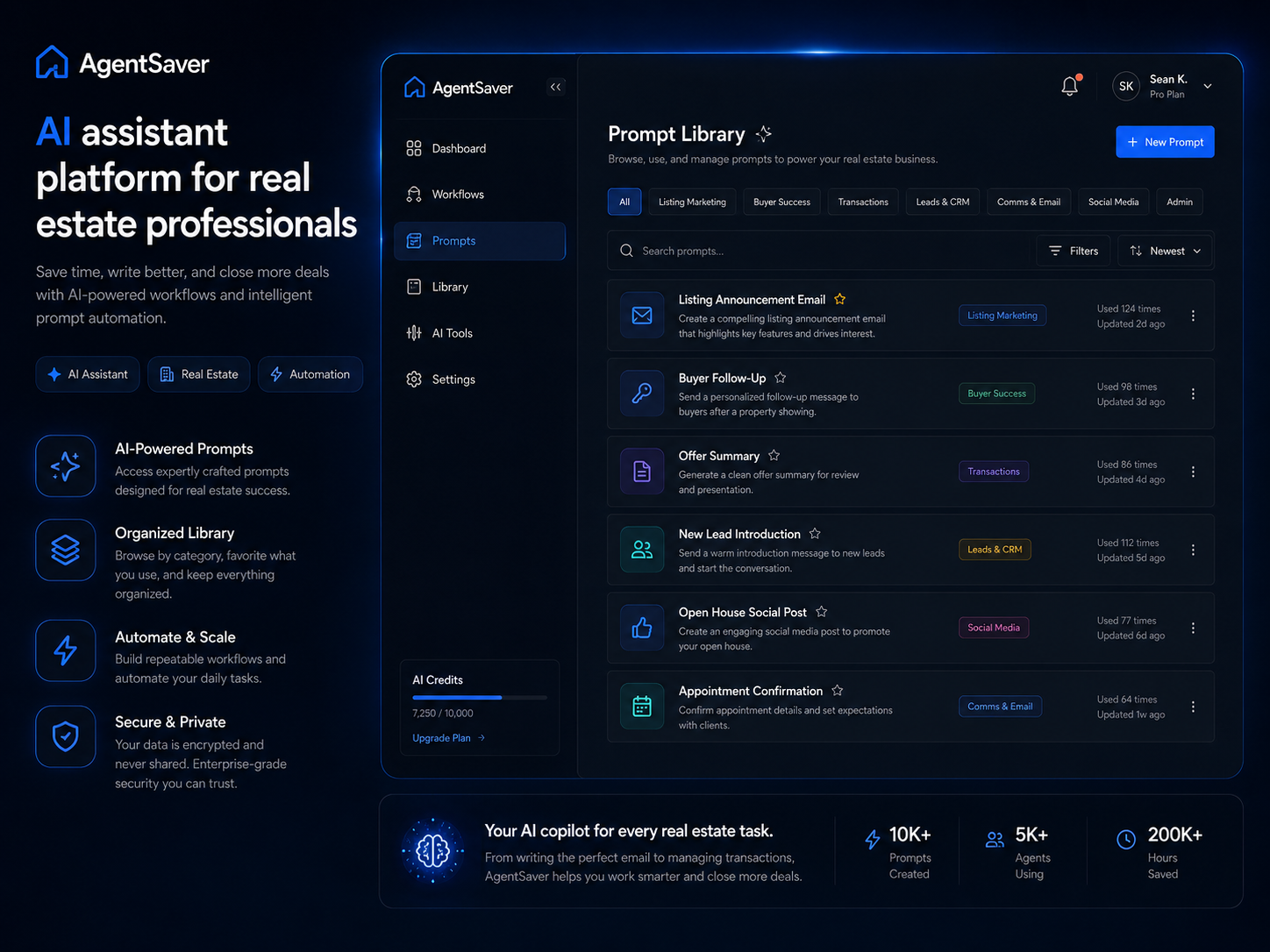 AgentSaver — AI prompt library for real estate professionals